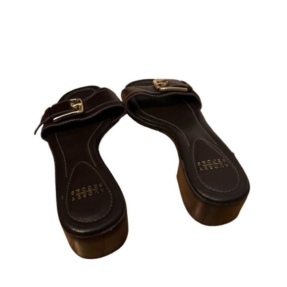 Audrey Brooke brown slip on heeled sandals - Picture 3 of 9